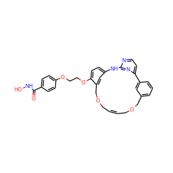 O=C(NO)c1ccc(OCCOc2ccc3cc2COC/C=C/COCc2cccc(c2)-c2ccnc(n2)N3)cc1 ZINC001772628203