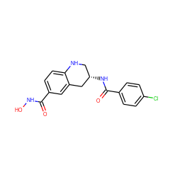 O=C(NO)c1ccc2c(c1)C[C@@H](NC(=O)c1ccc(Cl)cc1)CN2 ZINC000113848244