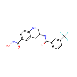 O=C(NO)c1ccc2c(c1)C[C@@H](NC(=O)c1cccc(C(F)(F)F)c1)CN2 ZINC000113847221