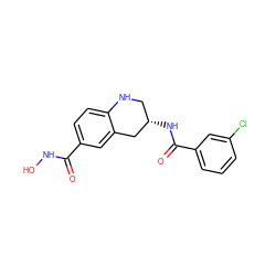 O=C(NO)c1ccc2c(c1)C[C@@H](NC(=O)c1cccc(Cl)c1)CN2 ZINC000113848034