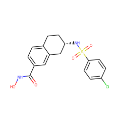 O=C(NO)c1ccc2c(c1)C[C@@H](NS(=O)(=O)c1ccc(Cl)cc1)CC2 ZINC000113843197