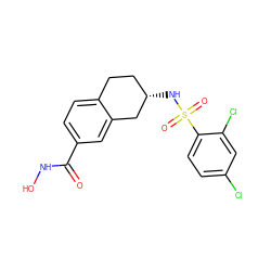 O=C(NO)c1ccc2c(c1)C[C@@H](NS(=O)(=O)c1ccc(Cl)cc1Cl)CC2 ZINC000113841752