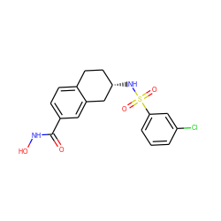 O=C(NO)c1ccc2c(c1)C[C@@H](NS(=O)(=O)c1cccc(Cl)c1)CC2 ZINC000113845584