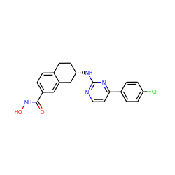 O=C(NO)c1ccc2c(c1)C[C@@H](Nc1nccc(-c3ccc(Cl)cc3)n1)CC2 ZINC000113844420