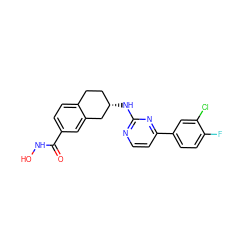 O=C(NO)c1ccc2c(c1)C[C@@H](Nc1nccc(-c3ccc(F)c(Cl)c3)n1)CC2 ZINC000113842148