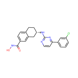 O=C(NO)c1ccc2c(c1)C[C@@H](Nc1nccc(-c3cccc(Cl)c3)n1)CC2 ZINC000113843321