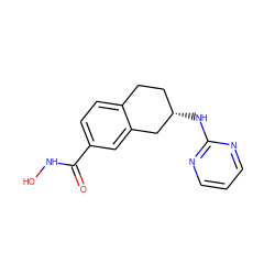 O=C(NO)c1ccc2c(c1)C[C@@H](Nc1ncccn1)CC2 ZINC000113848045