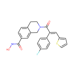 O=C(NO)c1ccc2c(c1)CN(C(=O)/C(=C/c1cccs1)c1ccc(F)cc1)CC2 ZINC000095573084