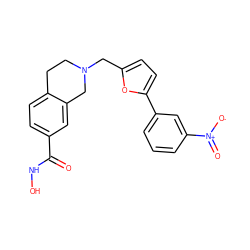 O=C(NO)c1ccc2c(c1)CN(Cc1ccc(-c3cccc([N+](=O)[O-])c3)o1)CC2 ZINC000299827814