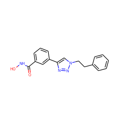 O=C(NO)c1cccc(-c2cn(CCc3ccccc3)nn2)c1 ZINC000095577975