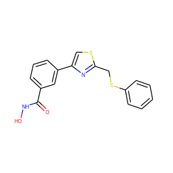 O=C(NO)c1cccc(-c2csc(CSc3ccccc3)n2)c1 ZINC000211893127