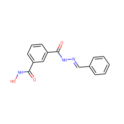 O=C(NO)c1cccc(C(=O)N/N=C/c2ccccc2)c1 ZINC000071405079