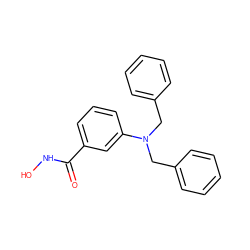 O=C(NO)c1cccc(N(Cc2ccccc2)Cc2ccccc2)c1 ZINC000653843962