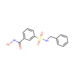 O=C(NO)c1cccc(S(=O)(=O)NCc2ccccc2)c1 ZINC000742825040