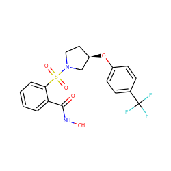 O=C(NO)c1ccccc1S(=O)(=O)N1CC[C@@H](Oc2ccc(C(F)(F)F)cc2)C1 ZINC000026675499