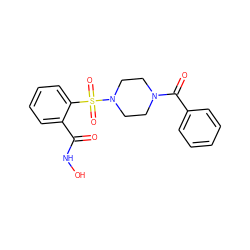 O=C(NO)c1ccccc1S(=O)(=O)N1CCN(C(=O)c2ccccc2)CC1 ZINC000026670948