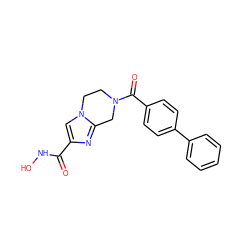 O=C(NO)c1cn2c(n1)CN(C(=O)c1ccc(-c3ccccc3)cc1)CC2 ZINC000199367987