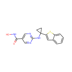 O=C(NO)c1cnc(NC2(c3cc4ccccc4s3)CC2)nc1 ZINC000166624182