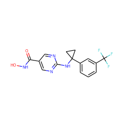 O=C(NO)c1cnc(NC2(c3cccc(C(F)(F)F)c3)CC2)nc1 ZINC000166623926