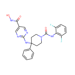 O=C(NO)c1cnc(NC2(c3ccccc3)CCN(C(=O)Nc3c(F)cccc3F)CC2)nc1 ZINC001772602993