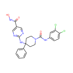 O=C(NO)c1cnc(NC2(c3ccccc3)CCN(C(=O)Nc3ccc(Cl)c(Cl)c3)CC2)nc1 ZINC001772612477