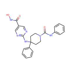 O=C(NO)c1cnc(NC2(c3ccccc3)CCN(C(=O)Nc3ccccc3)CC2)nc1 ZINC001772608215