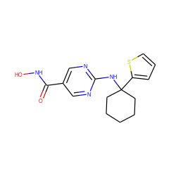 O=C(NO)c1cnc(NC2(c3cccs3)CCCCC2)nc1 ZINC000166895044