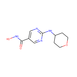 O=C(NO)c1cnc(NC2CCOCC2)nc1 ZINC000166624802