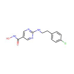 O=C(NO)c1cnc(NCCc2ccc(Cl)cc2)nc1 ZINC000166722730