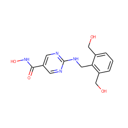 O=C(NO)c1cnc(NCc2c(CO)cccc2CO)nc1 ZINC000169709978