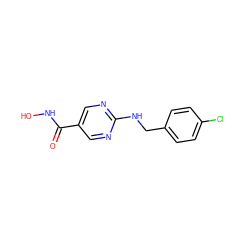 O=C(NO)c1cnc(NCc2ccc(Cl)cc2)nc1 ZINC000166666576