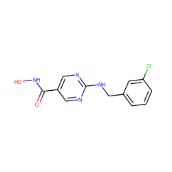 O=C(NO)c1cnc(NCc2cccc(Cl)c2)nc1 ZINC000166605520