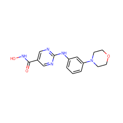 O=C(NO)c1cnc(Nc2cccc(N3CCOCC3)c2)nc1 ZINC000166675633