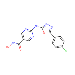 O=C(NO)c1cnc(Nc2nnc(-c3ccc(Cl)cc3)o2)nc1 ZINC000072126270