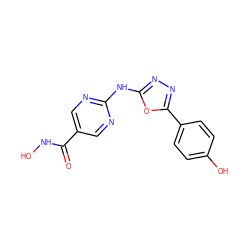 O=C(NO)c1cnc(Nc2nnc(-c3ccc(O)cc3)o2)nc1 ZINC000072126254