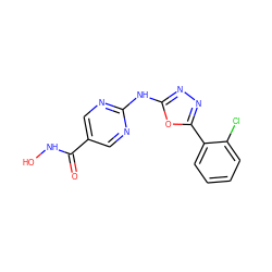 O=C(NO)c1cnc(Nc2nnc(-c3ccccc3Cl)o2)nc1 ZINC000072122910