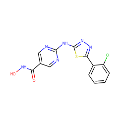 O=C(NO)c1cnc(Nc2nnc(-c3ccccc3Cl)s2)nc1 ZINC000072126307