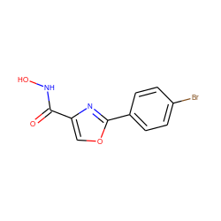 O=C(NO)c1coc(-c2ccc(Br)cc2)n1 ZINC000653701701