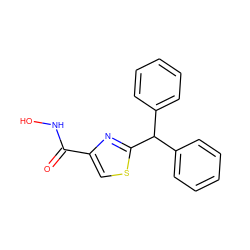 O=C(NO)c1csc(C(c2ccccc2)c2ccccc2)n1 ZINC000653706304