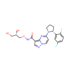 O=C(NOC[C@@H](O)CO)c1cnn2ccc(N3CCC[C@@H]3c3cc(F)ccc3F)nc12 ZINC000169704187