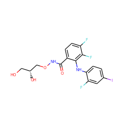 O=C(NOC[C@H](O)CO)c1ccc(F)c(F)c1Nc1ccc(I)cc1F ZINC000003938683