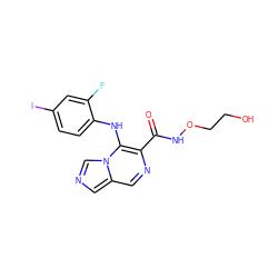 O=C(NOCCO)c1ncc2cncn2c1Nc1ccc(I)cc1F ZINC000116674350