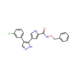 O=C(NOCc1ccccc1)c1cc(-c2[nH]ncc2-c2cccc(Cl)c2)c[nH]1 ZINC000014959177