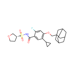 O=C(NS(=O)(=O)[C@@H]1CCOC1)c1cc(C2CC2)c(OCC23CC4CC(CC(C4)C2)C3)cc1F ZINC000216241193