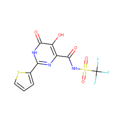 O=C(NS(=O)(=O)C(F)(F)F)c1nc(-c2cccs2)[nH]c(=O)c1O ZINC000028375726