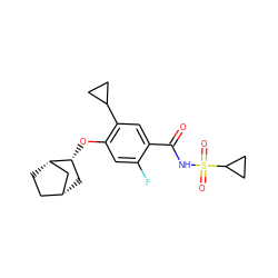 O=C(NS(=O)(=O)C1CC1)c1cc(C2CC2)c(O[C@@H]2C[C@@H]3CC[C@H]2C3)cc1F ZINC000216250557
