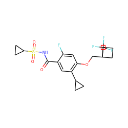 O=C(NS(=O)(=O)C1CC1)c1cc(C2CC2)c(OCC2(C(F)(F)F)CCC2)cc1F ZINC000261160930
