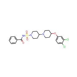 O=C(NS(=O)(=O)N1CCC(N2CCC(Oc3ccc(Cl)c(Cl)c3)CC2)CC1)c1ccccc1 ZINC000059533504