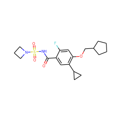 O=C(NS(=O)(=O)N1CCC1)c1cc(C2CC2)c(OCC2CCCC2)cc1F ZINC000216258572