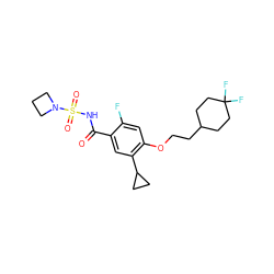 O=C(NS(=O)(=O)N1CCC1)c1cc(C2CC2)c(OCCC2CCC(F)(F)CC2)cc1F ZINC000225250236